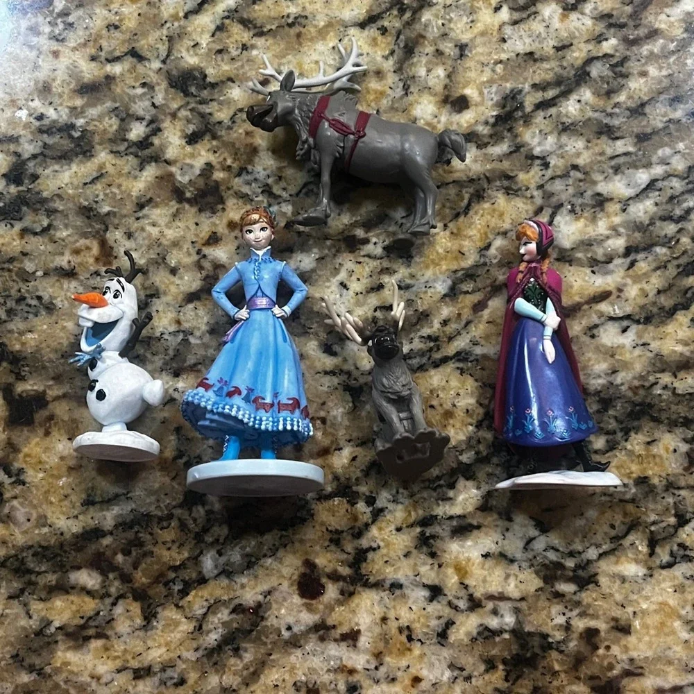 Disney Frozen 5pc Figure Set Anna Olaf Sven Reindeer Toys‎ Toppers Miniatures